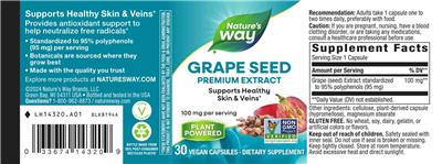 Grape Seed 100 mg label