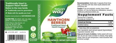Hawthorn Berries 1,080 mg label