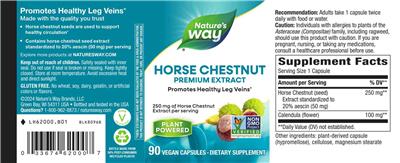 Horse Chestnut 250 mg label