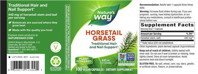 Horsetail Grass 440 mg label