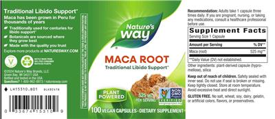 Maca Root 525 mg label