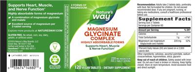 Magnesium Glycinate Complex 220 mg label
