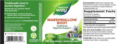 Marshmallow Root 960 mg label