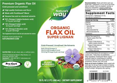 Organic Flax Oil Super Lignan label