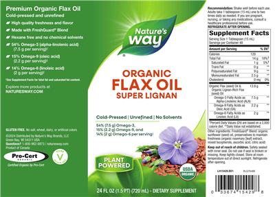 Organic Flax Oil Super Lignan label
