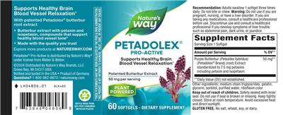 Petadolex Pro-Active label