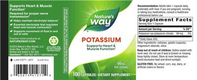 Potassium 99 mg label