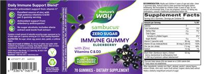 Sambucus Immune Gummy Elderberry Zero Sugar label