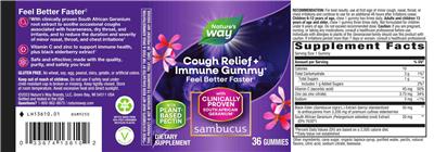 Sambucus Cough Relief + Immune Gummy label