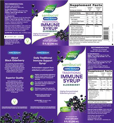 Sambucus Traditional Elderberry Immune Syrup Zero Sugar label