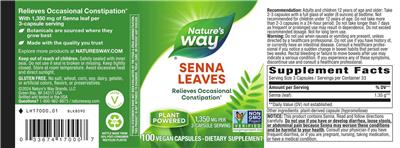 Senna Leaves 1,350 mg label