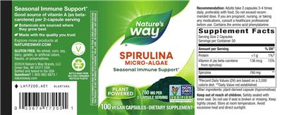 Spirulina Micro-Algae 760 mg label