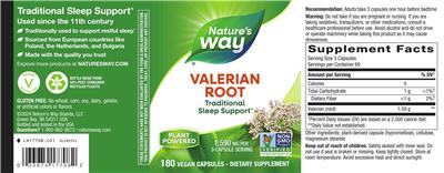 Valerian Root 1,590 mg label