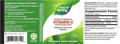 Vitamin C 1,000 mg with Rose Hips label