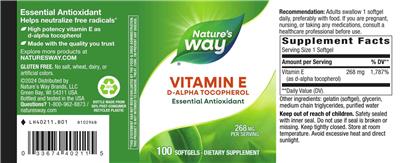 Vitamin E 268 mg label
