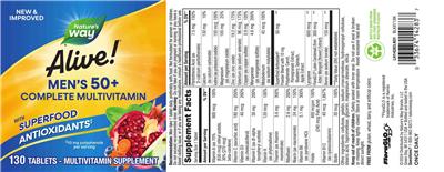 Alive! Men's 50+ Complete Multivitamin label