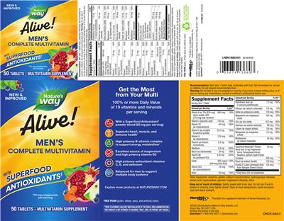 Alive! Men's Complete Multivitamin label