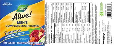 Alive! Men's Complete Multivitamin label