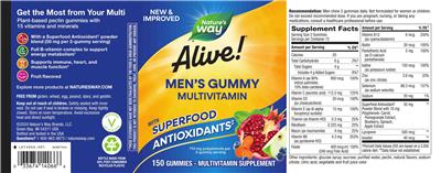 Alive! Men's Gummy Multivitamin label