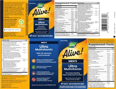 Alive! Men's Ultra Multivitamin label