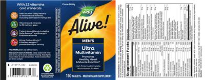 Alive! Men's Ultra Multivitamin label