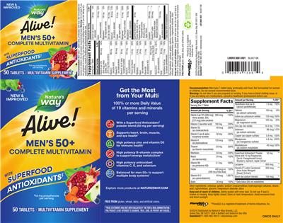 Alive! Men's 50+ Complete Multivitamin label