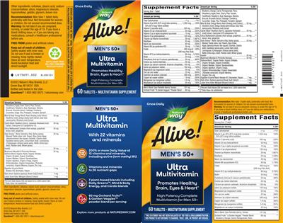 Alive! Men's 50+ Ultra Multivitamin label