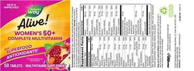 Alive! Women's 50+ Complete Multivitamin label