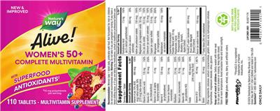 Alive! Women's 50+ Complete Multivitamin label