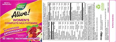 Alive! Women's Complete Multivitamin label