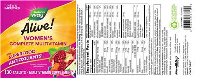 Alive! Women's Complete Multivitamin label