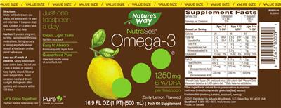 NutraSea Omega-3 Zesty Lemon Flavored label