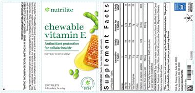 Chewable Vitamin E label