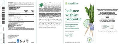 Balance Within Probiotic label