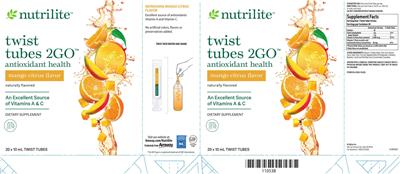 Twist Tubes 2GO Mango Citrus Flavor label