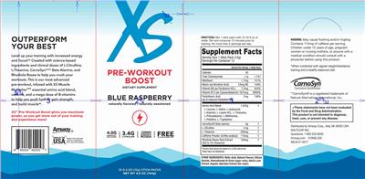Pre-Workout Boost Blue Raspberry Flavored label