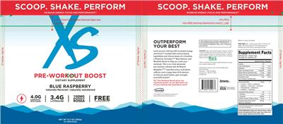 Pre-Workout Boost Blue Raspberry Flavored label