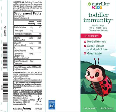Toddler Immunity Elderberry label