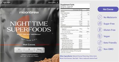 Night Time Superfoods Hot Cocoa label