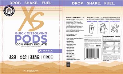 100% Whey Isolate Quick Dissolving Pods Vanilla label