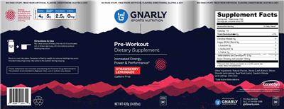 Pre-Workout Caffeine Free Strawberry Lemonade label