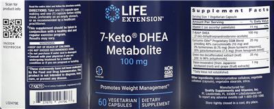 7-Keto DHEA Metabolite 100 mg label