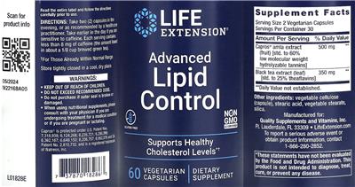 Advanced Lipid Control label