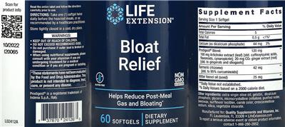 Bloat Relief label