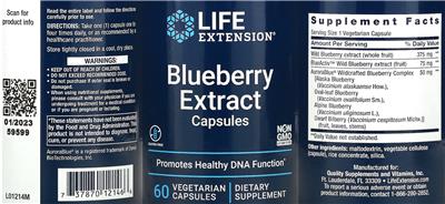 Blueberry Extract Capsules label
