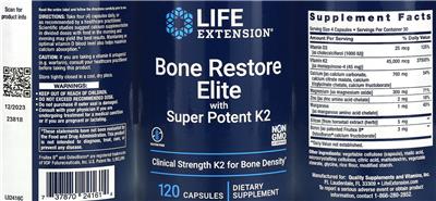 Bone Restore Elite with Super Potent K2 label