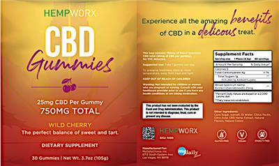 CBD Gummies Wild Cherry 750 mg label