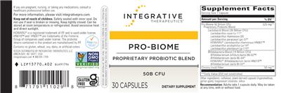 Pro-Biome 50B CFU label