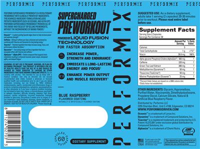 Supercharged Preworkout Blue Raspberry label