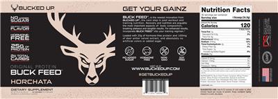 Buck Feed Original Protein Horchata label